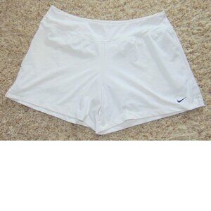 Womens Nike Running Shorts Large White Dri-Fit Elastic Waist Built in Brief